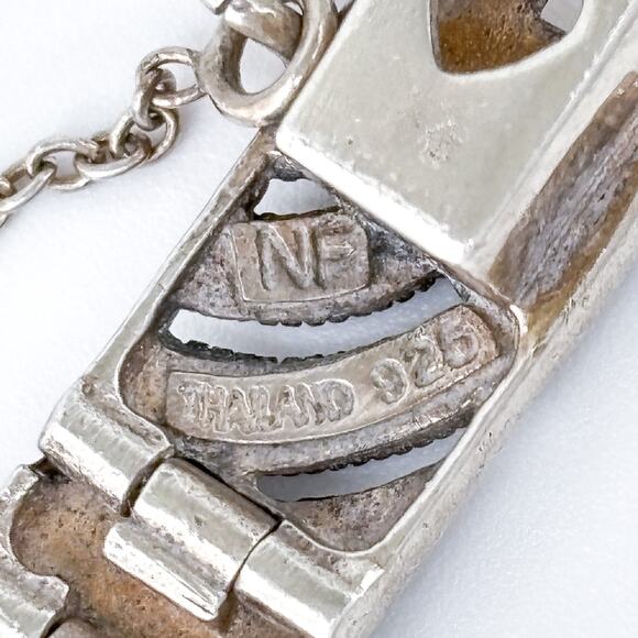 Vintage NF Thailand Sterling Silver 925 Marcasite Link Bracelet 8” - Picture 6 of 9